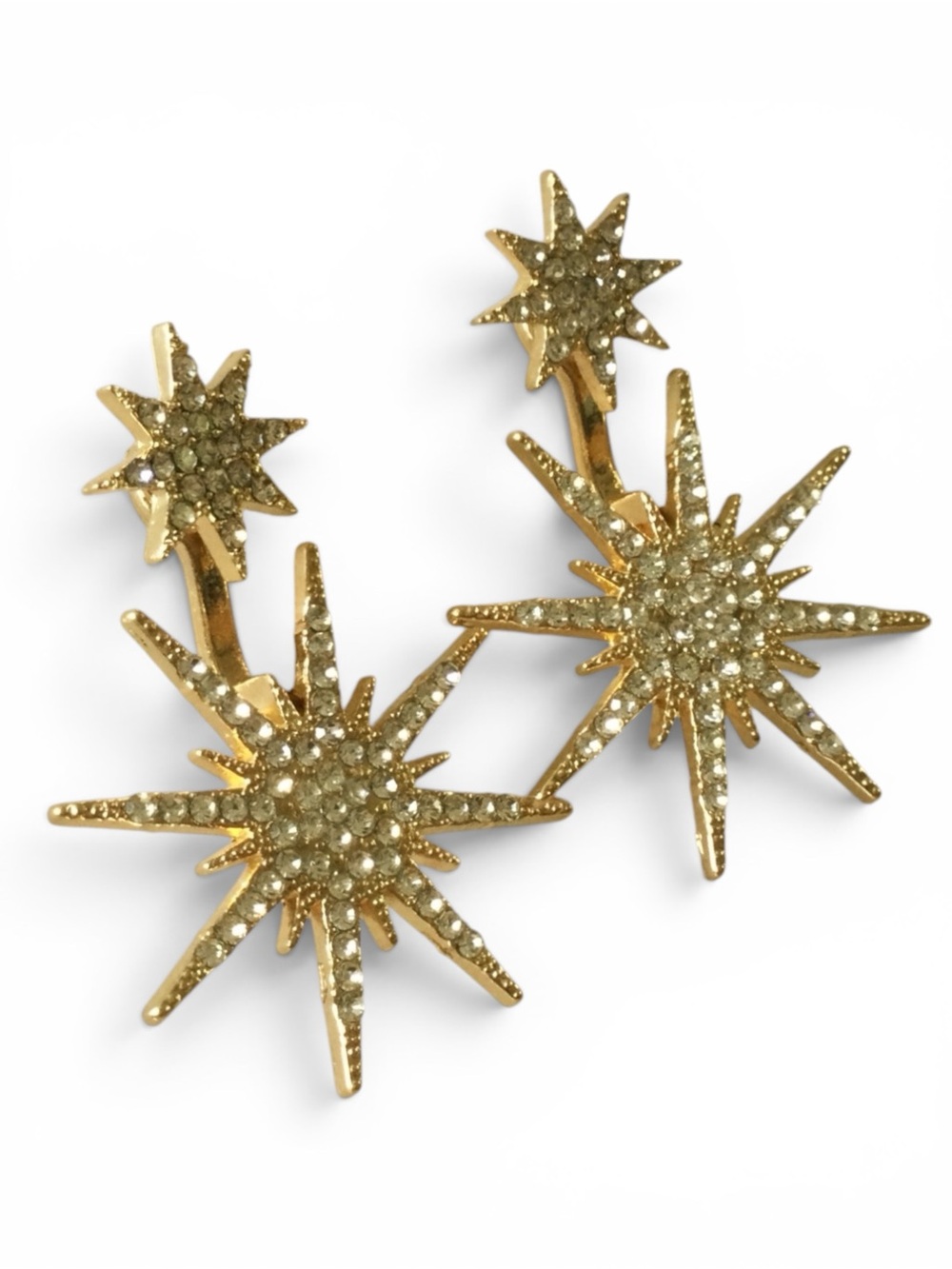 Gold Crystal Starburst Convertible Statement Earrings - Picture 5 of 14